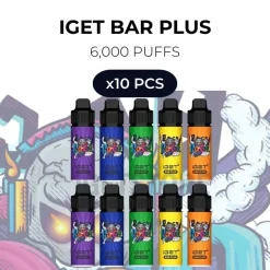 10 pcs iget bar plus 6000 puffs
