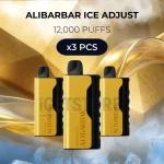 3 PCS - Alibarbar Ice Adjust 12000 Puffs