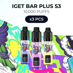 3 pcs iget bar plus s3 10000 puffs