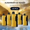5 pcs alibarbar ice adjust 12000 puffs