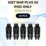 5 PCS - IGET Bar Plus S3 Pod Only 10000 Puffs