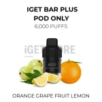 IGET Bar Plus Pods 6000 Puffs - Orange Grape Fruit Lemon