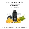 Iget bar plus s3 pod only 10000 puffs blackberry pineapple orange